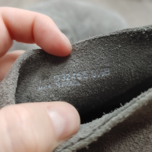 Cole Haan Josephine Suede Ankle Bootie Ironstone Taupe Gray Wooden Heel 9.5 - Picture 10 of 11